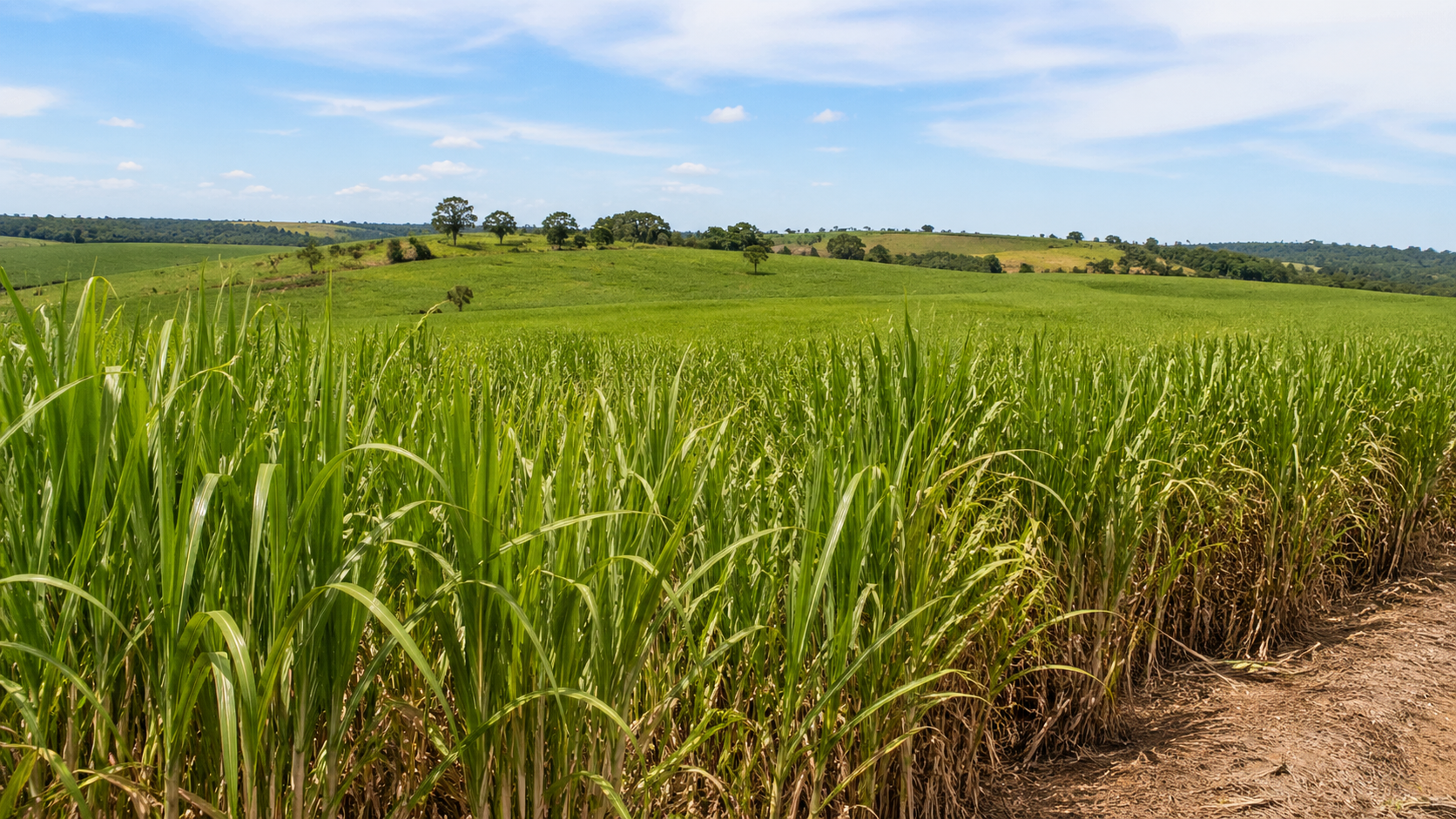 Champ de canne à sucre utilisé pour produire l'éthanol E100 au Brésil.
